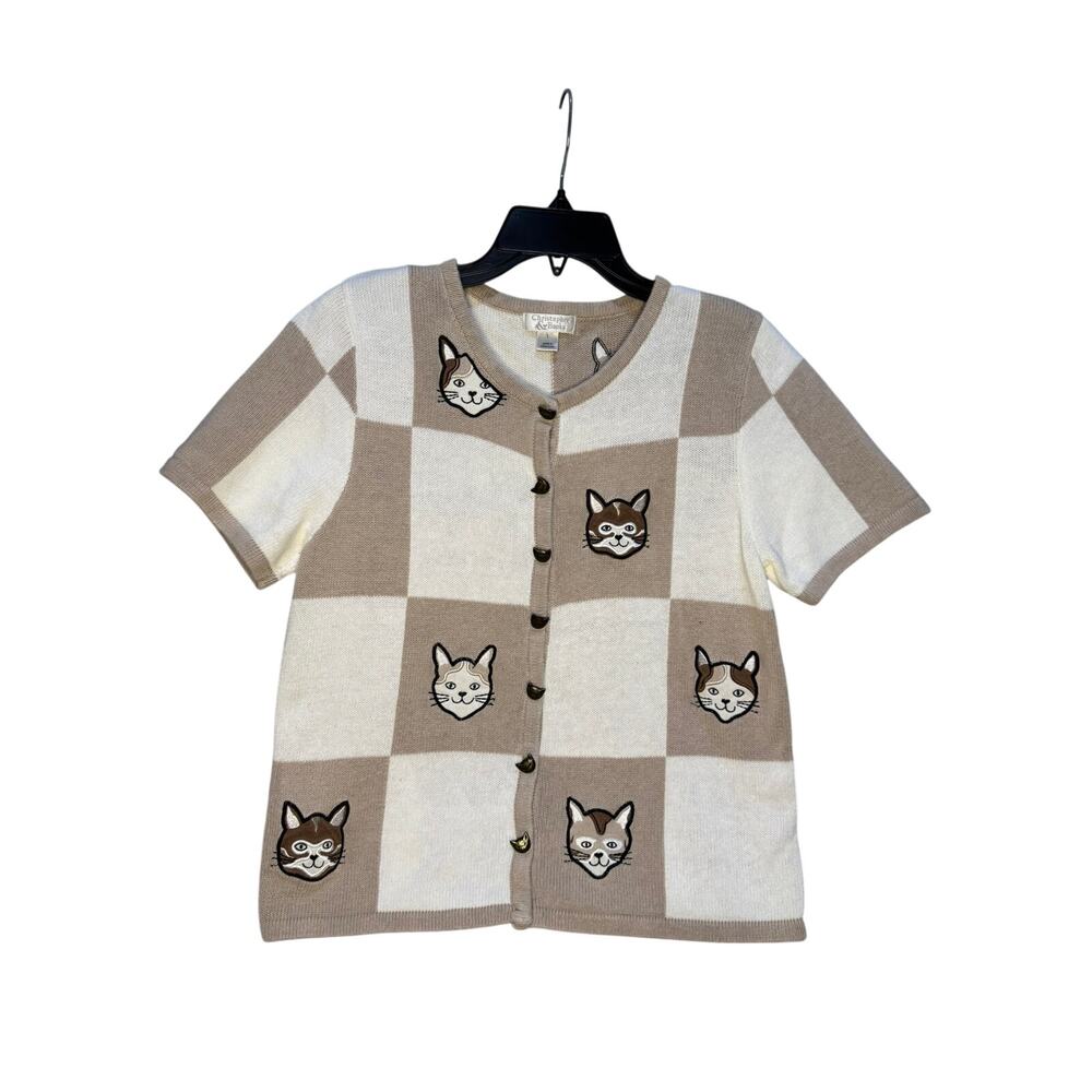 Vintage Christopher & Banks Large Cat Button-down Cardigan Sweater